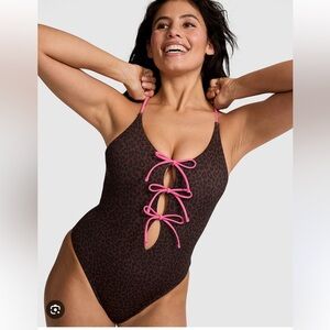 Victoria’s Secret Leopard One Piece Swimsuit With Cute Bows/Ties